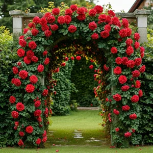 Роза плетистая Алый Триумф купить по цене от 319р. в интернет-магазине «Посадика» с доставкой почтой в в Покрове и по всей России – [изображение №1].