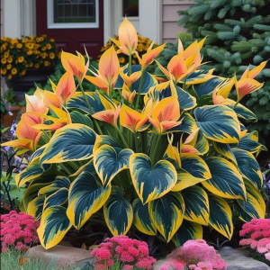 Хоста Флейм Данс купить по цене от 650р. в интернет-магазине «Посадика» с доставкой почтой в в Покрове и по всей России – [изображение №1].